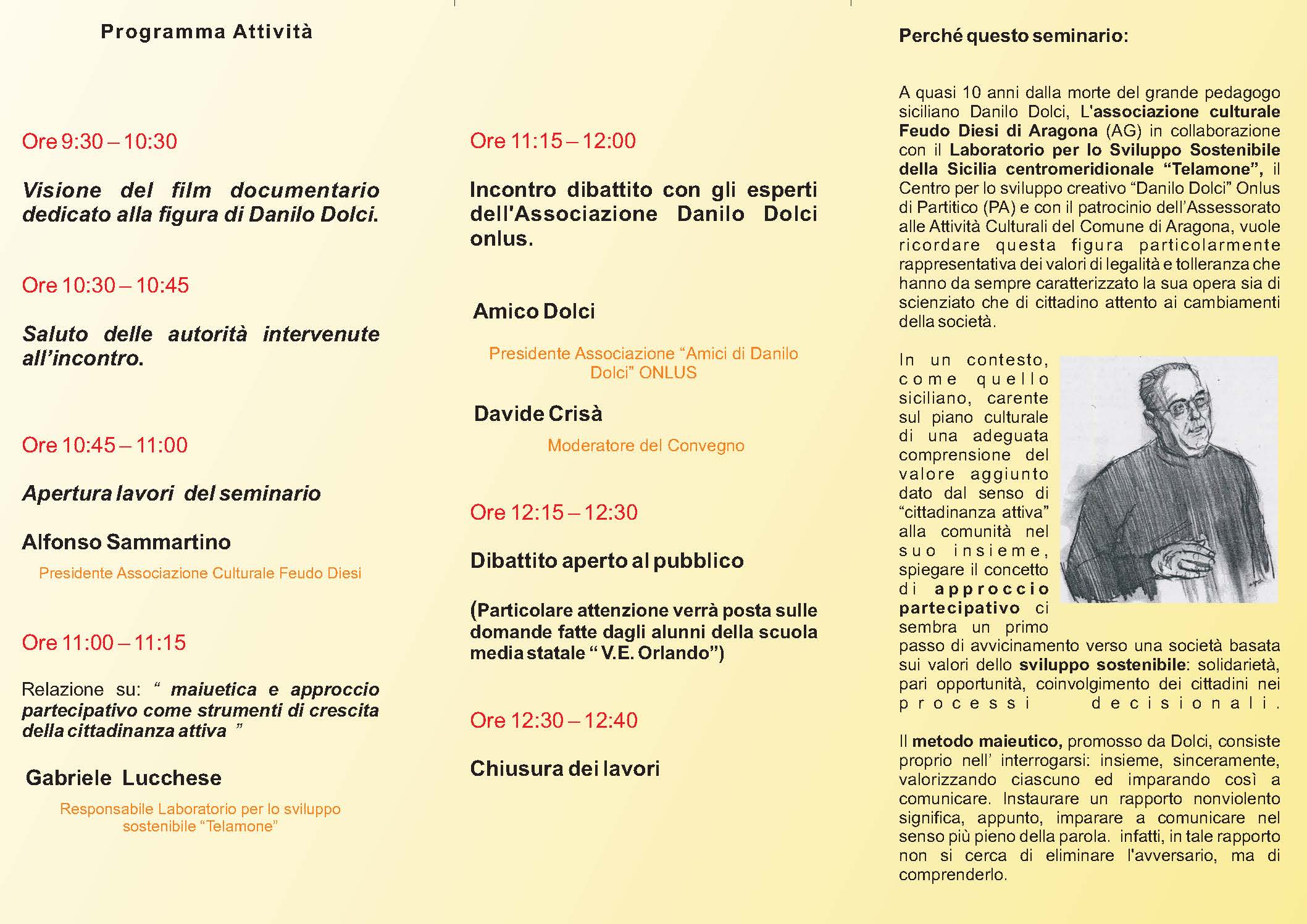 Convegno - Danilo dolci: “Un interprete dell’approccio partecipativo”
